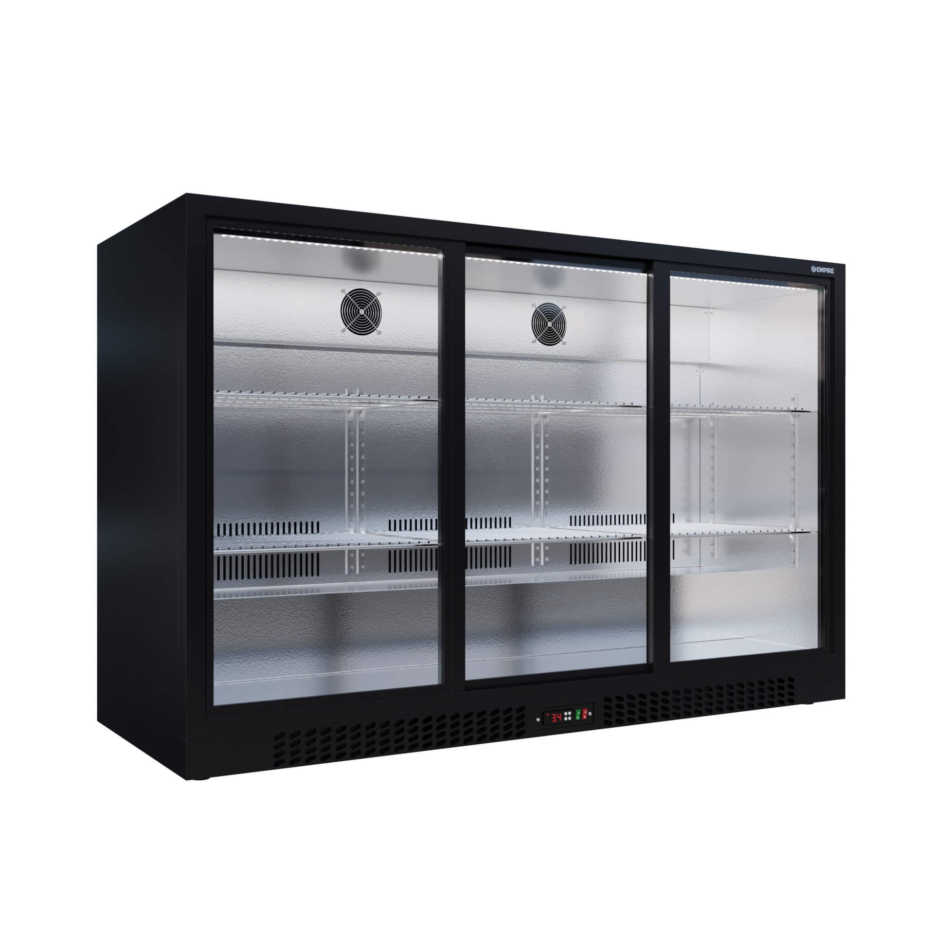 Empire Triple Door 330L Bottle Cooler – B Energy Rated Sliding Door Commercial Back Bar Fridge | CL-320S