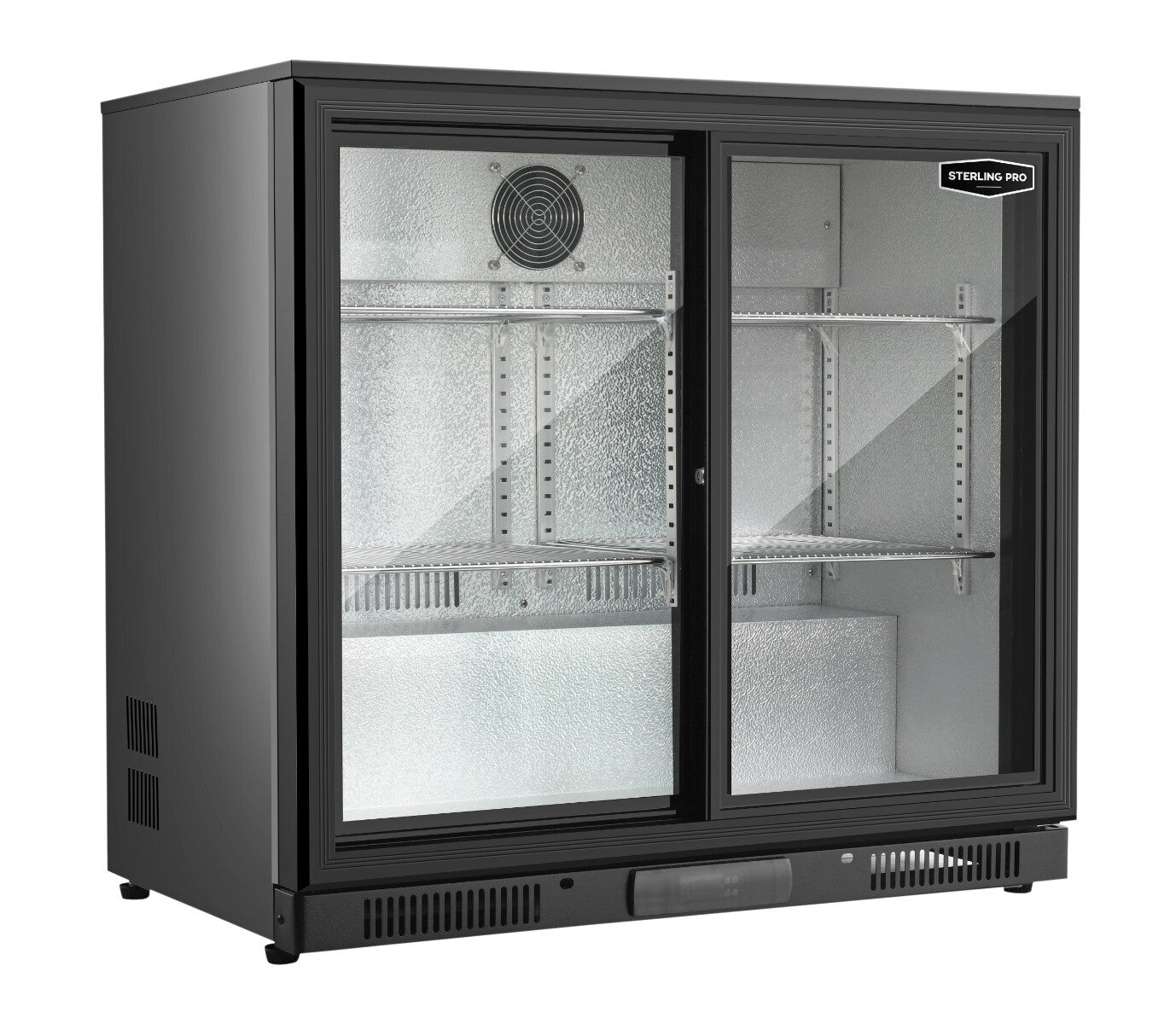 Sterling Pro Black Double Door Sliding Bottle Cooler 180 x 330ml Bottles / 228 Litres | SP2HC-BS