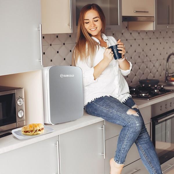Subcold Ultra 15 litre mini fridge grey in kitchen table top
