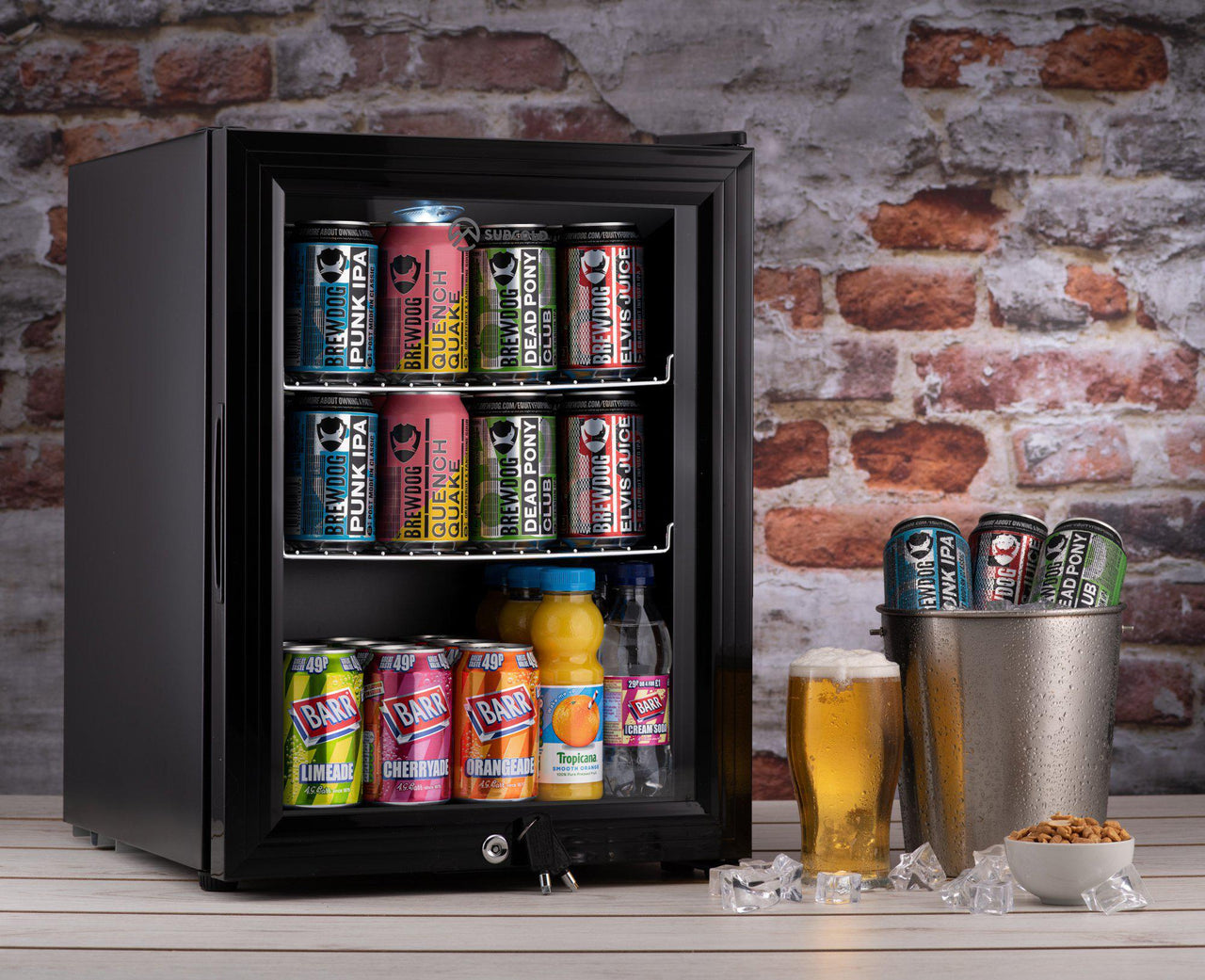 Subcold Super 35 litre beer drinks fridge black with glass door