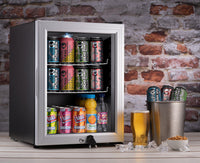 Thumbnail for Subcold Super 35 litre beer drinks glass door fridge silver with led light