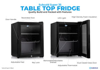 Thumbnail for Subcold Super 35 litre table top black beer mini fridge build features infographic