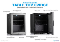 Thumbnail for Subcold Super 35 litre table top silver beer mini fridge build features infographic