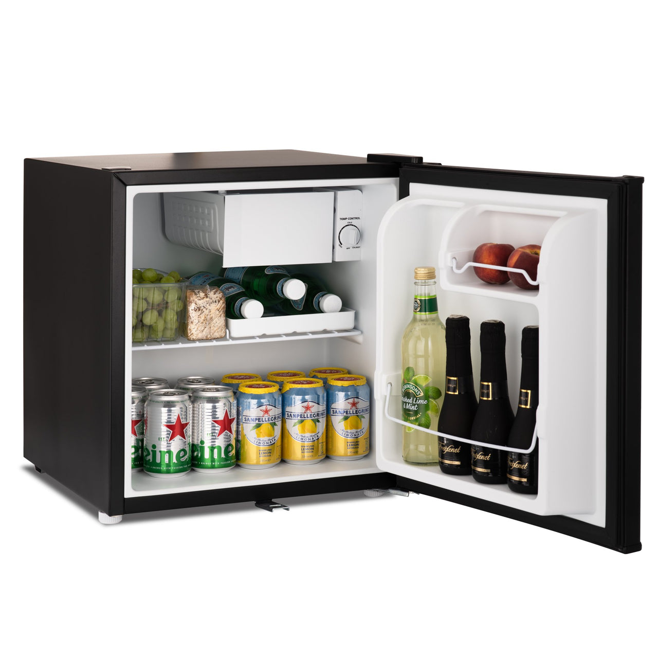 Subcold Eco 50 litre table top fridge with snacks and drinks inside