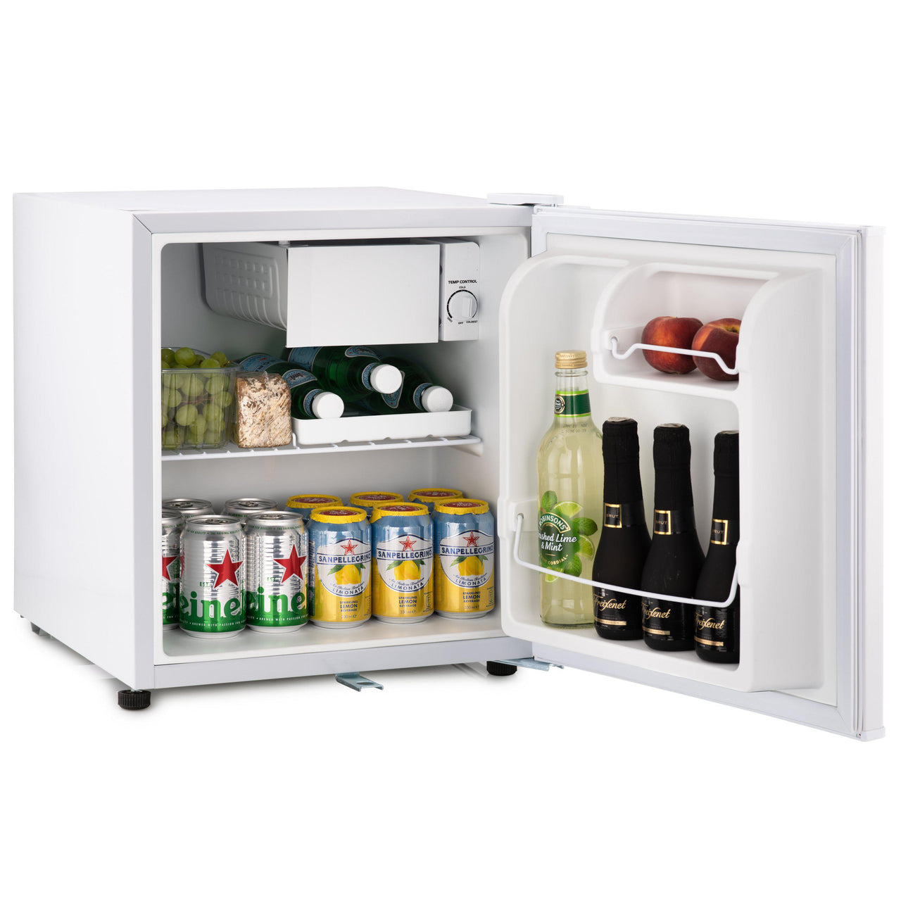 Subcold Eco 50 litre mini fridge with snacks and drinks inside