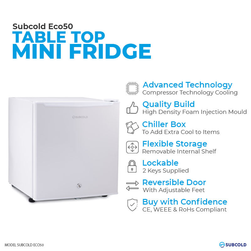 Subcold Eco50 Mini Fridge - White | Refurbished