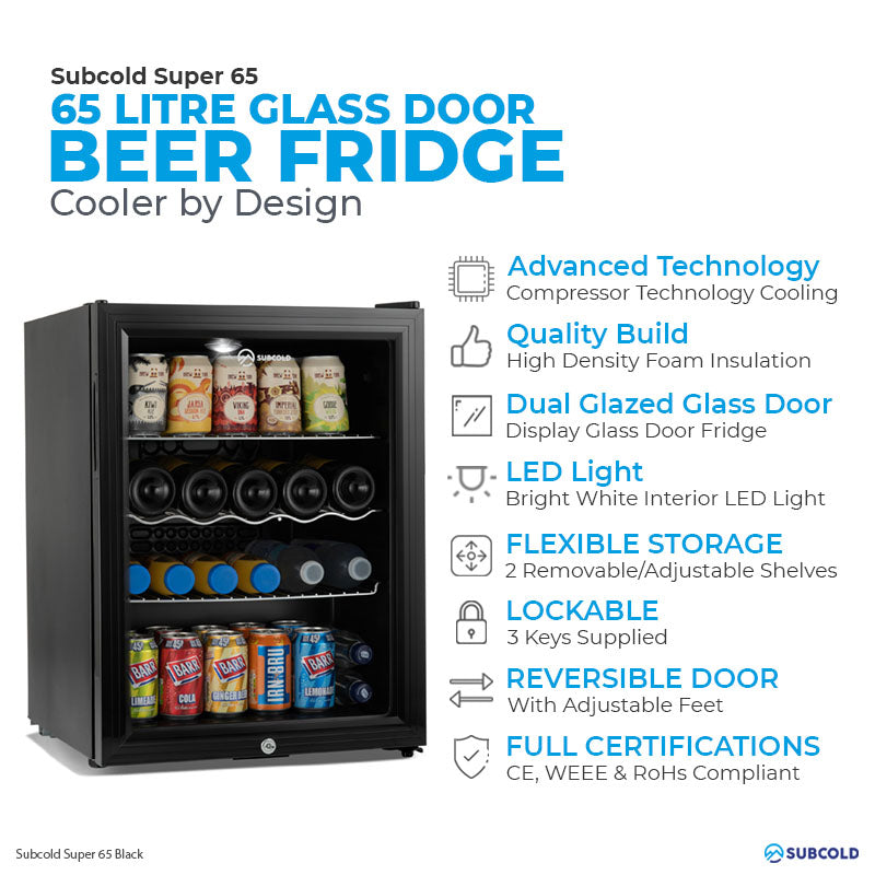 Subcold Super 65 LED Beer Fridge - Black | Refurbished