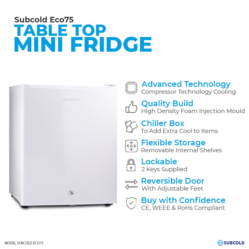 Subcold Eco75 Table Top Fridge - White | Refurbished