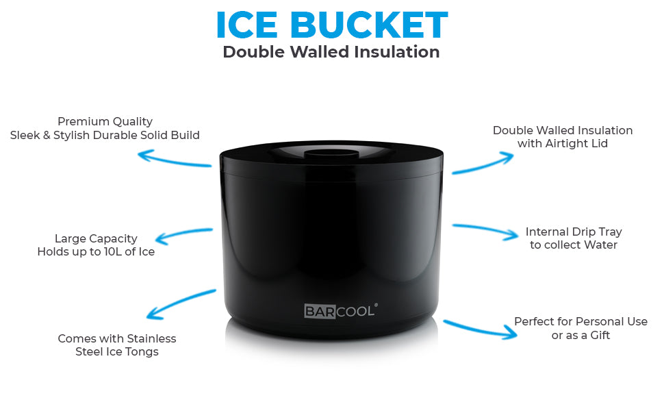 Barcool 10L Ice Bucket - Round Black