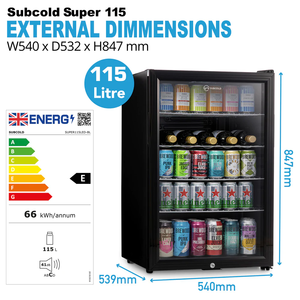 Subcold Super 115 LED Beer Fridge - Black