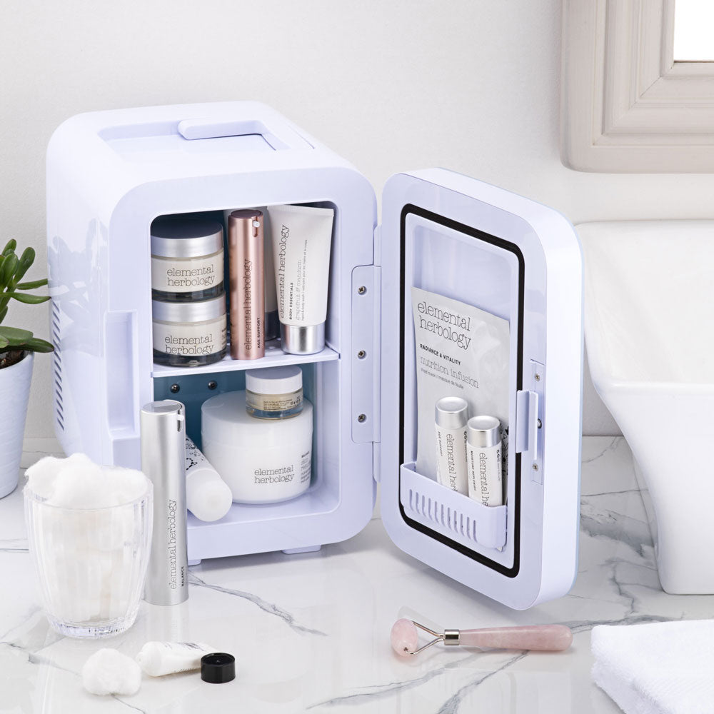 Subcold Ultra 6 litre skincare fridge on vanity table