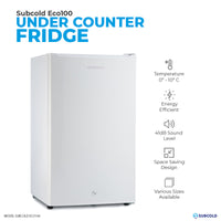 Thumbnail for Subcold Eco white 100 litre undercounter fridge quick features