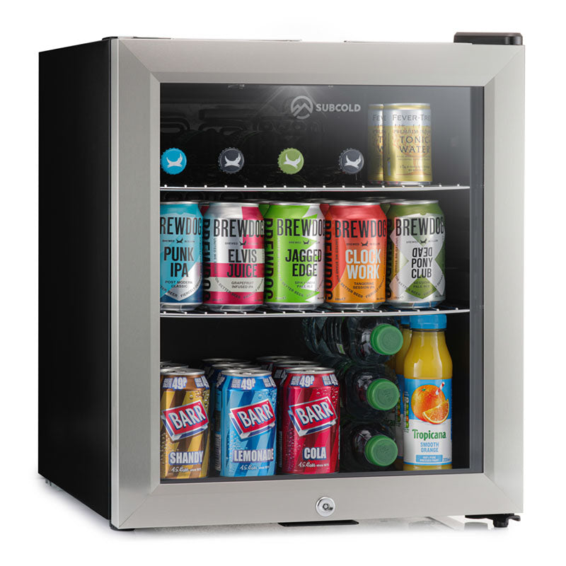 Subcold Super 50 litre glass door beer drinks stainless steel mini fridge
