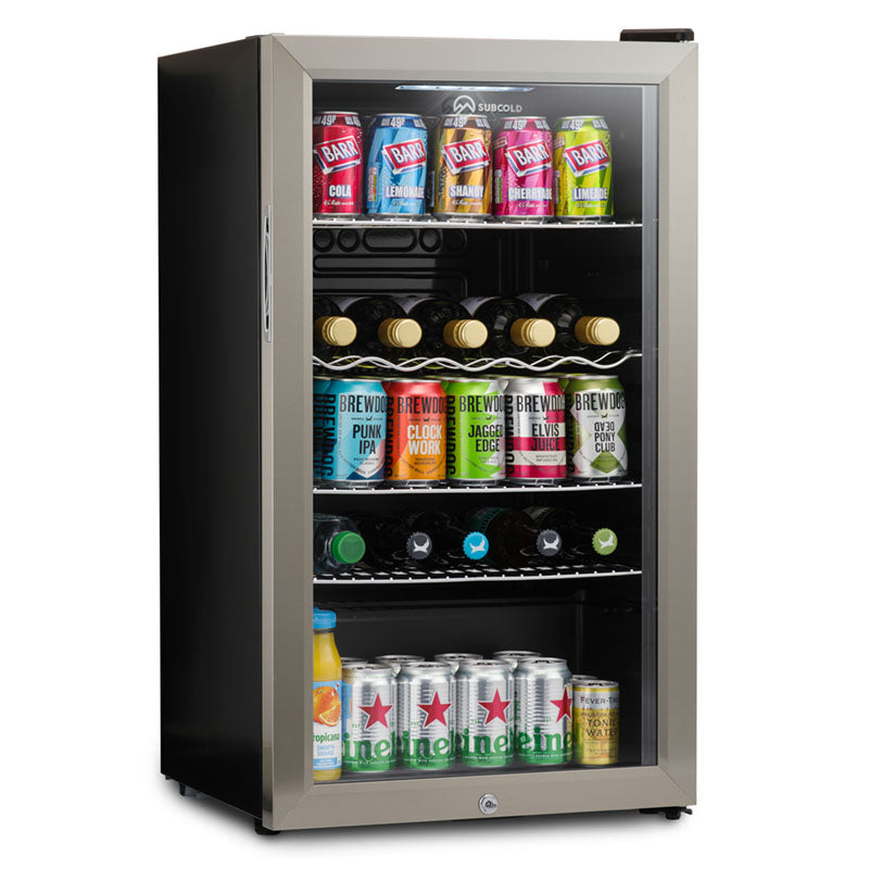 Subcold Super 85 litre glass door beer drinks under counter stainless steel fridge